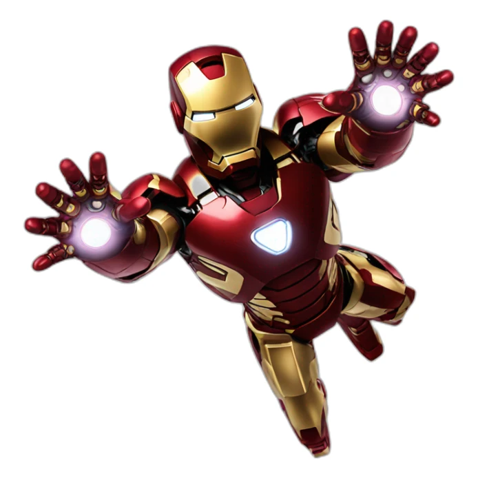 iron man flying in the air while shotin laizer sticker