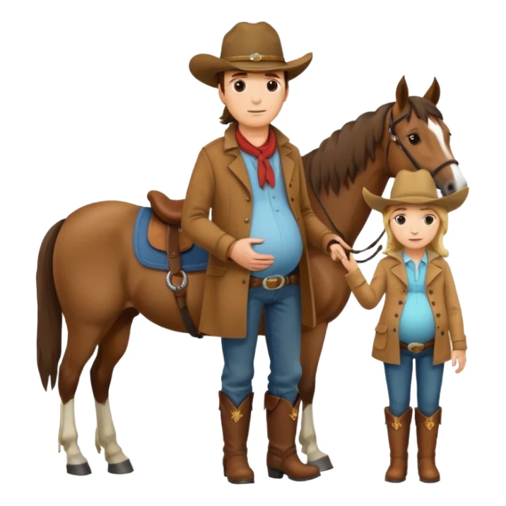 pregnant man  near horse sticker