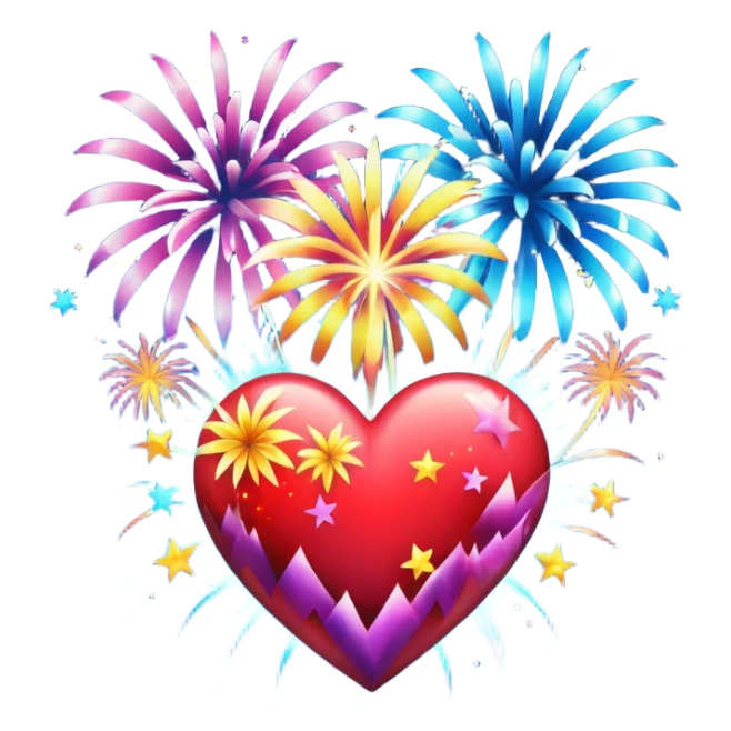 heart with summer fireworks sticker