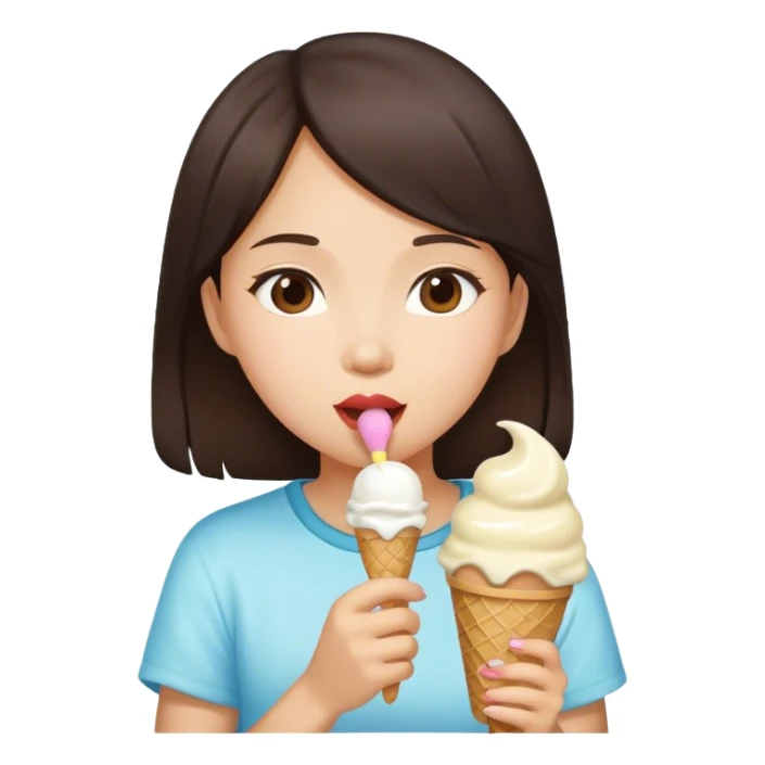 Asian brunette girl ice cream  sticker