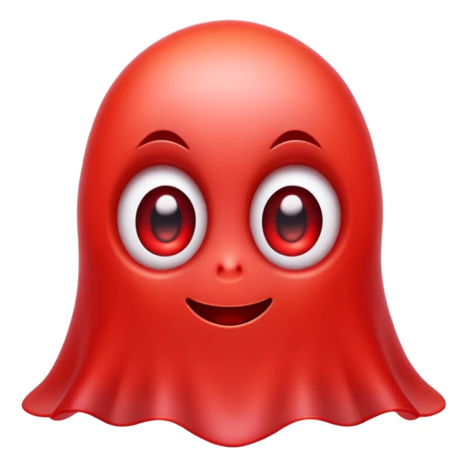 Cute red ghost character with big adorable eyes and a small smile sticker