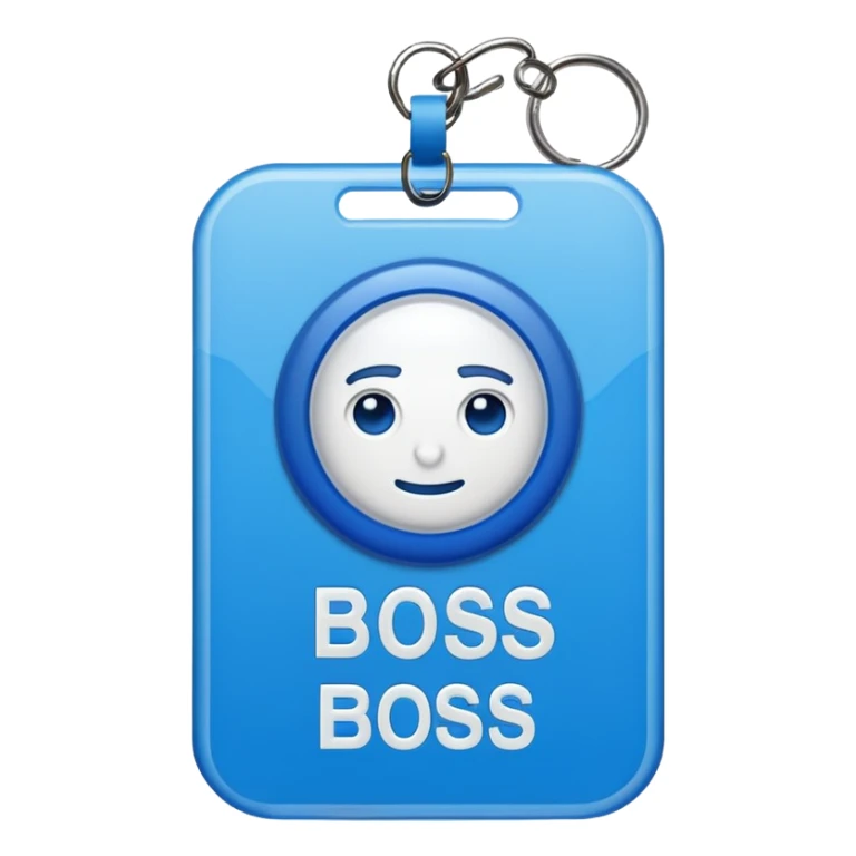 Id badge that has the letters “boss” on it sticker