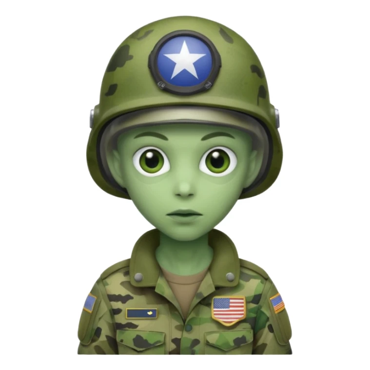 alien, wearing america soldier custome, half body sticker