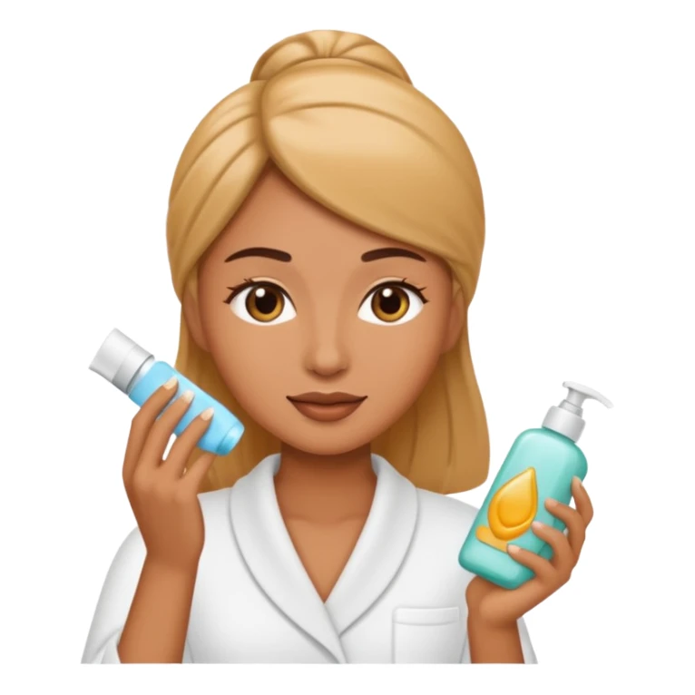 create a iphone emoji, woman using product skincare sticker