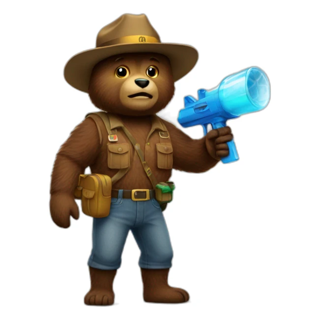 smokey bear with water gun sticker