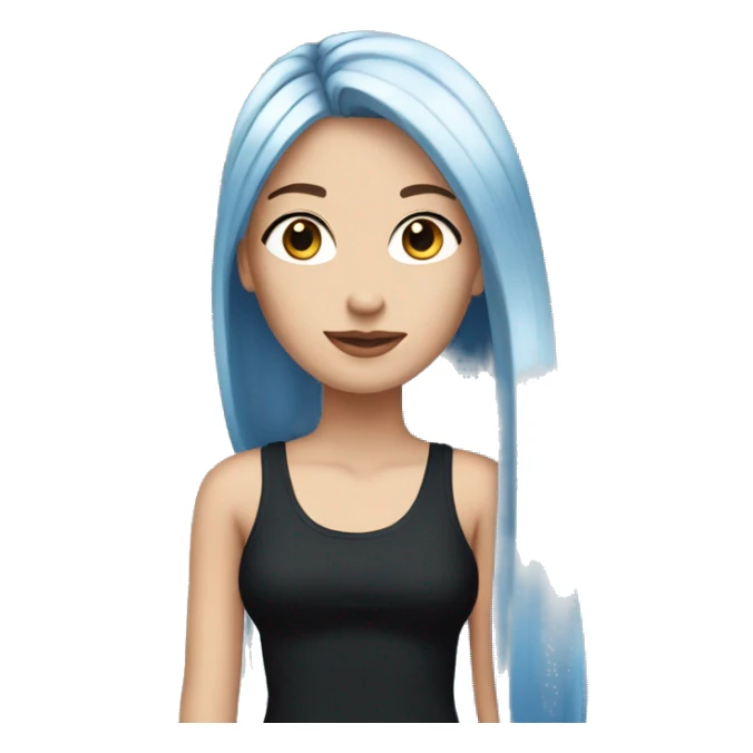 white girl with long straight dark blue hair wearing black tank top sticker