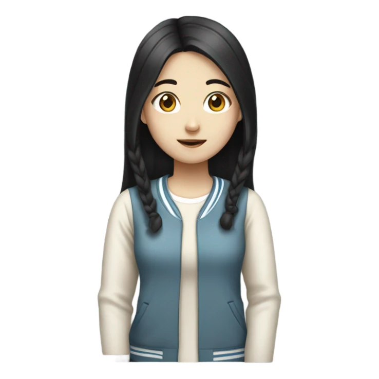 girl korean highschool black hair sticker