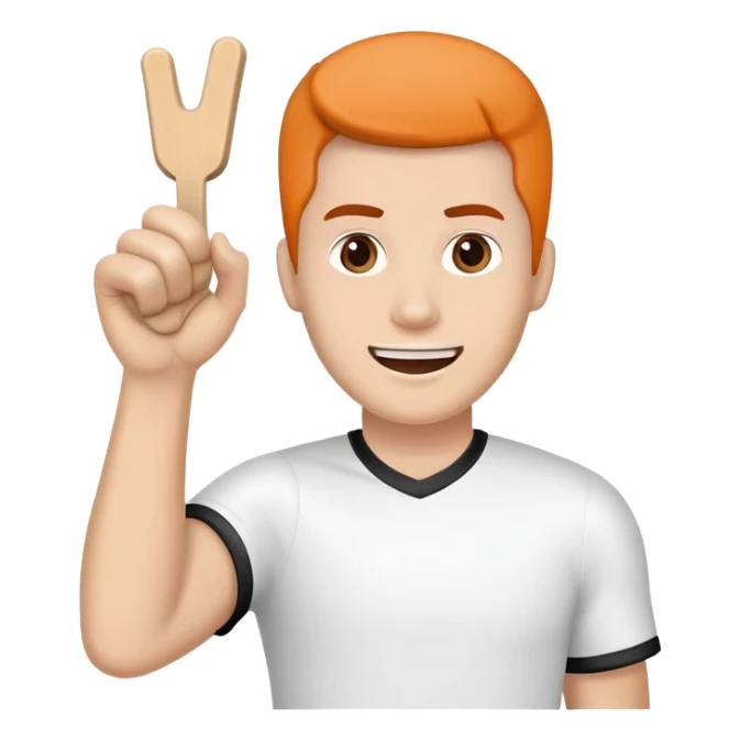 enthusiastic sports fan with foam finger sticker