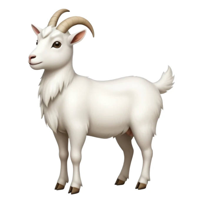 cinematic-[white goat]-realistic-full-body-standing-emoji,-tail-flicking-lazily,-head-tilted-dramatically,-sleek-[white]-fur,-simplified-yet-realistic-focused-features,-highly-detailed,-glowing-with-an-almost-sarcastic-glow sticker