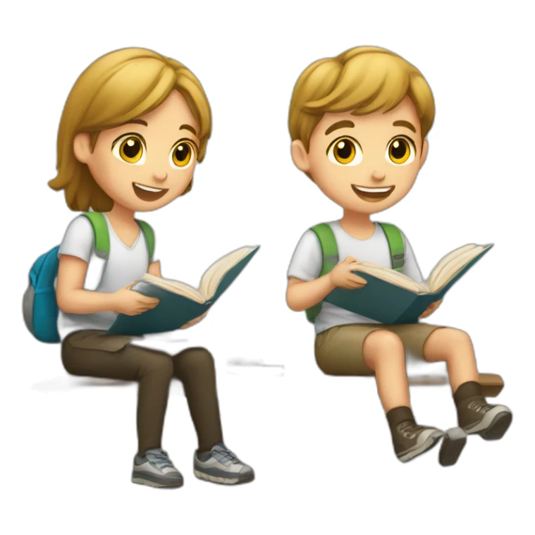 Boys and girls studying sticker