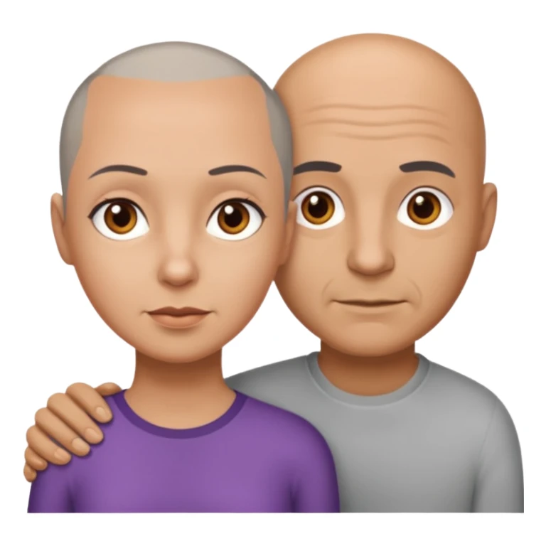 Tan bald man and brown woman with short grey hair sticker
