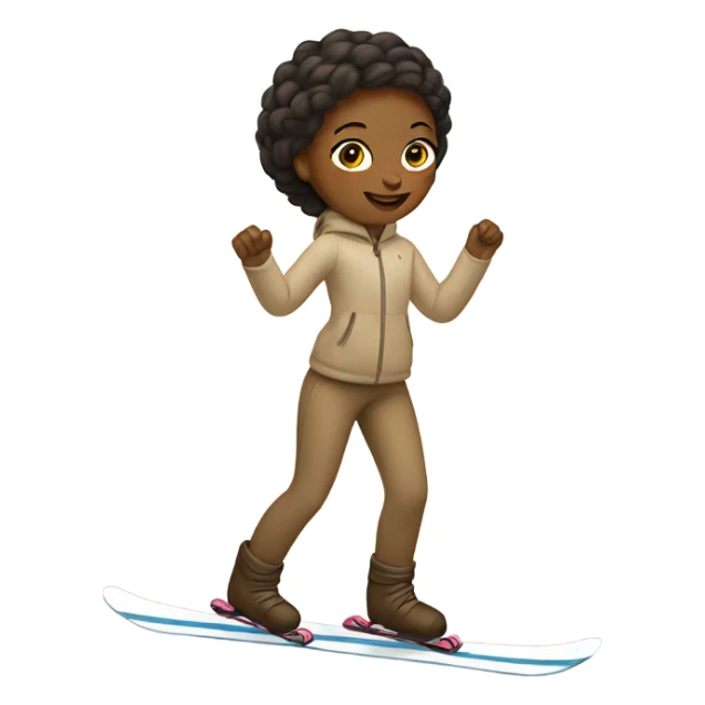 girl on a beige skis sticker