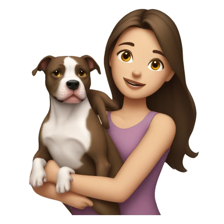 One brunette girl hugging three pitbulls sticker