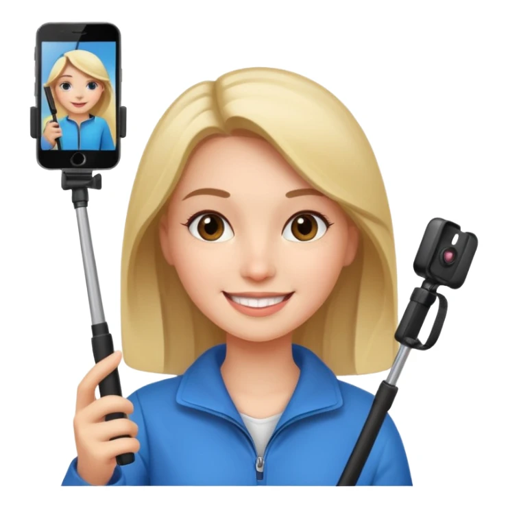 girl with phone selfie stick sticker