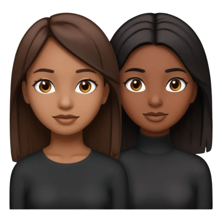 generate a strait and brown haired girl turning into a black and strait haired girl emoji sticker