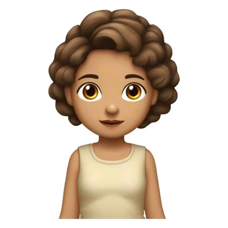 niña morena con el pelo castaño media melena alegre y ojos pequeños sticker