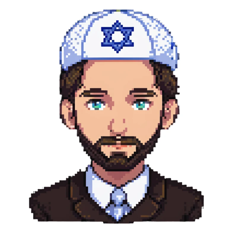 Jewish man wearing a kippah sticker