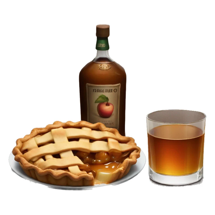 caramel apple pie next to glass of whisky sticker