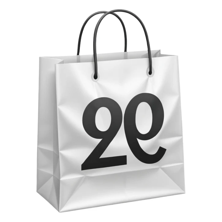 A shopping bag with a bold percent symbol (%) printed on it, symbolizing discounts and shopping benefits. sticker
