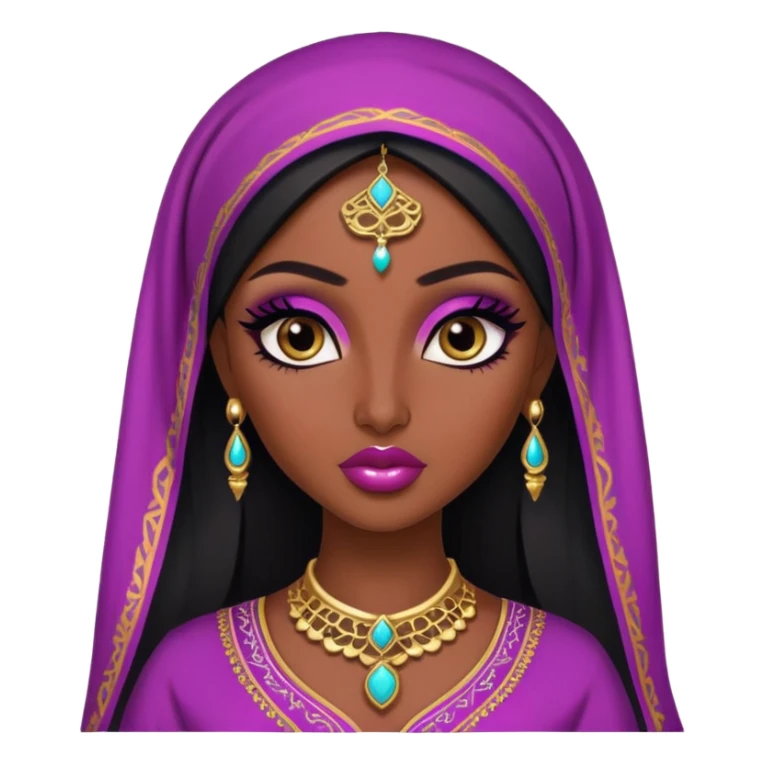 arabian, pretty lips, arabian clothes, dark skin,  dark bl, pretty bratz baddie, black eyeliner sticker