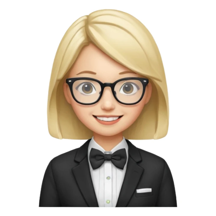 girl with bowtie, jacket and glasses sticker