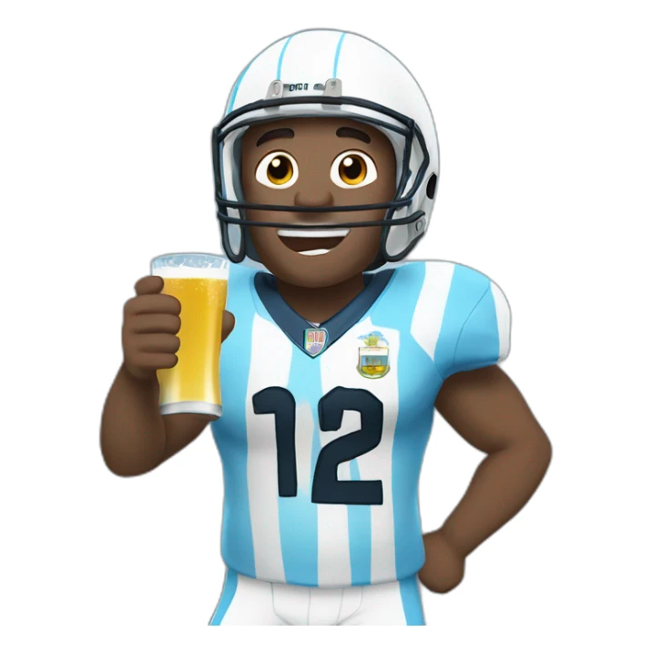 man in argentina football uniform standing up cheering and drinking mate sticker