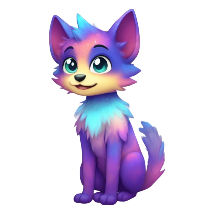 gradient-Sparkle-nebula-fursona anthropomorphic furry Fakémon full body sticker