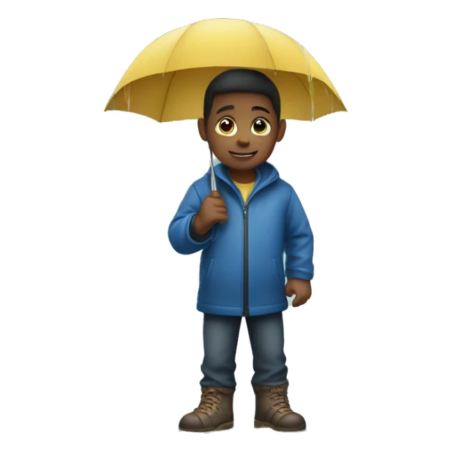 A kid holding an umbrella in the rain sticker