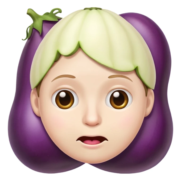 tired face emoji holding an eggplant to its mouth sticker
