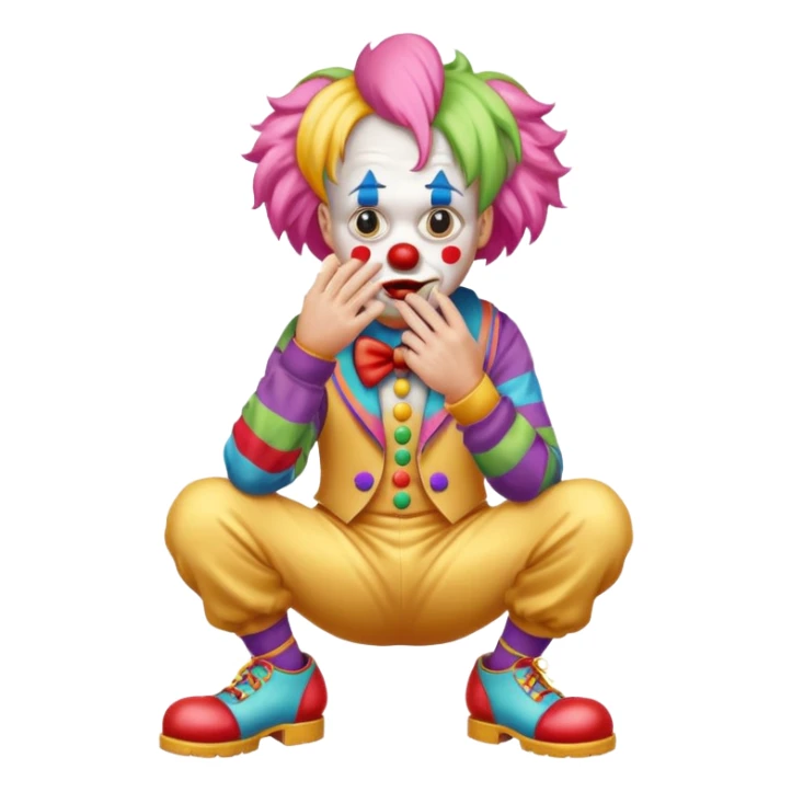 A clown holding his nose because he can smell poop sticker