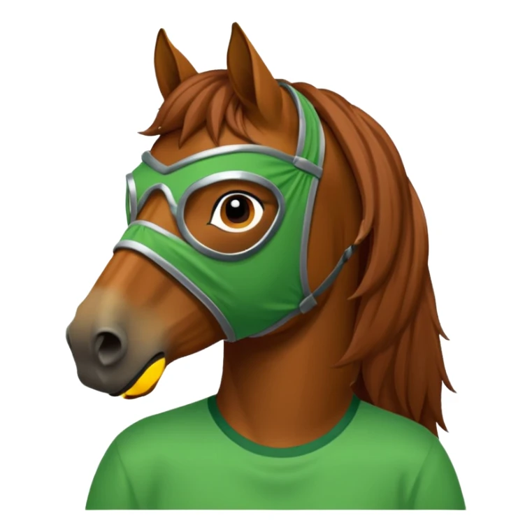 horse with green mask and shirt sticker