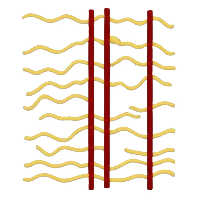 A wavy black and red rectangle with a medium yellow circle in the middle sticker