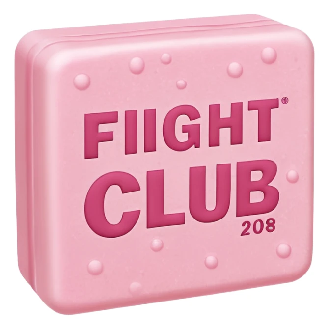 "fight club" text on a 3/4 foamy  pink soap sticker