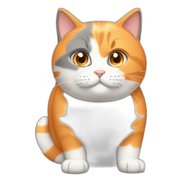 orange, gray and white, mostry gray and white, fat female cat sticker