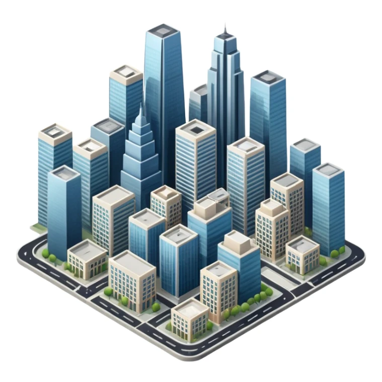 a top view of the city with many buildings as same   sticker