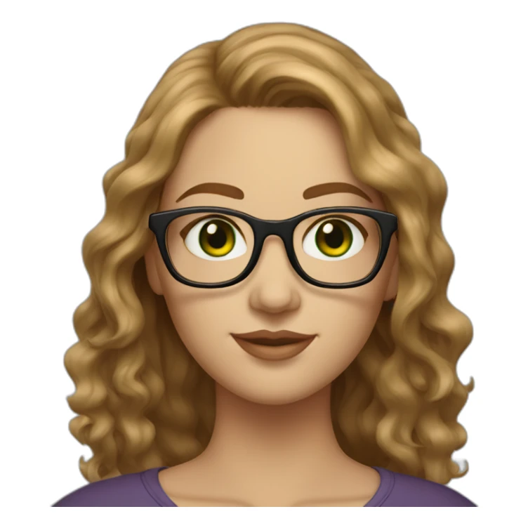 curvy-white-woman-with-wavy-light-brown-hair-square-glasses-green-eyes sticker