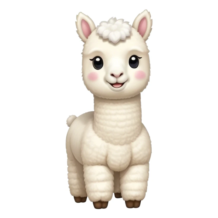 Cute smiling white alpacka stuffed toy with long neck sticker