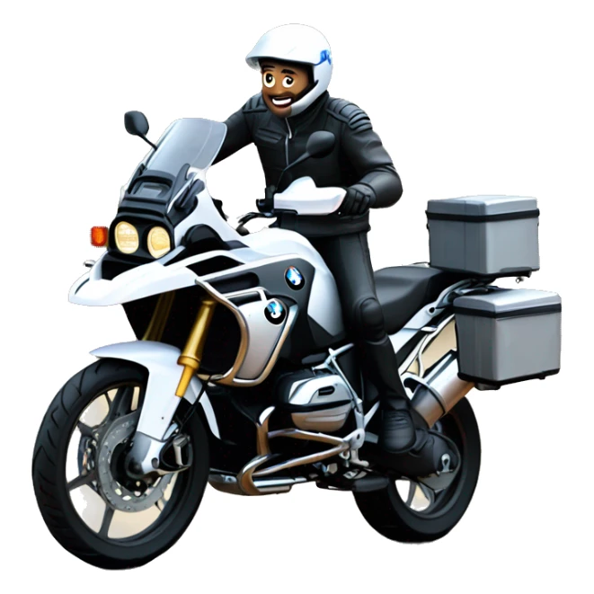 Francisco-Javier-Sans-Sánchez riding a BMW-R-1200-GS,waving sticker