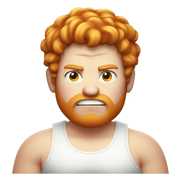 obese ginger kid with long hair and white tank top angry  sticker