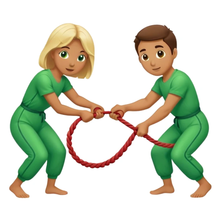 People in green jumpsuits playing tug-of-war sticker