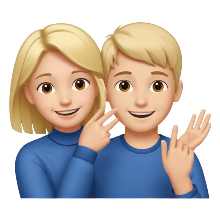 a boy putting a girls hair behind her ear gesture sticker