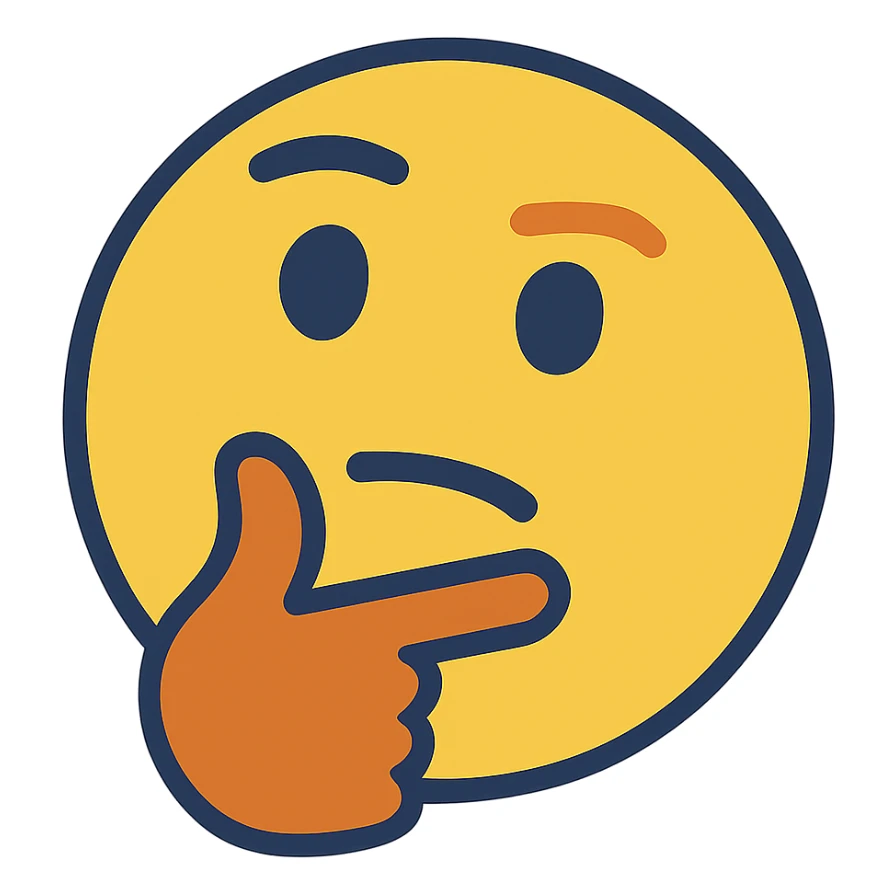 A thoughtful face smile emoji sticker