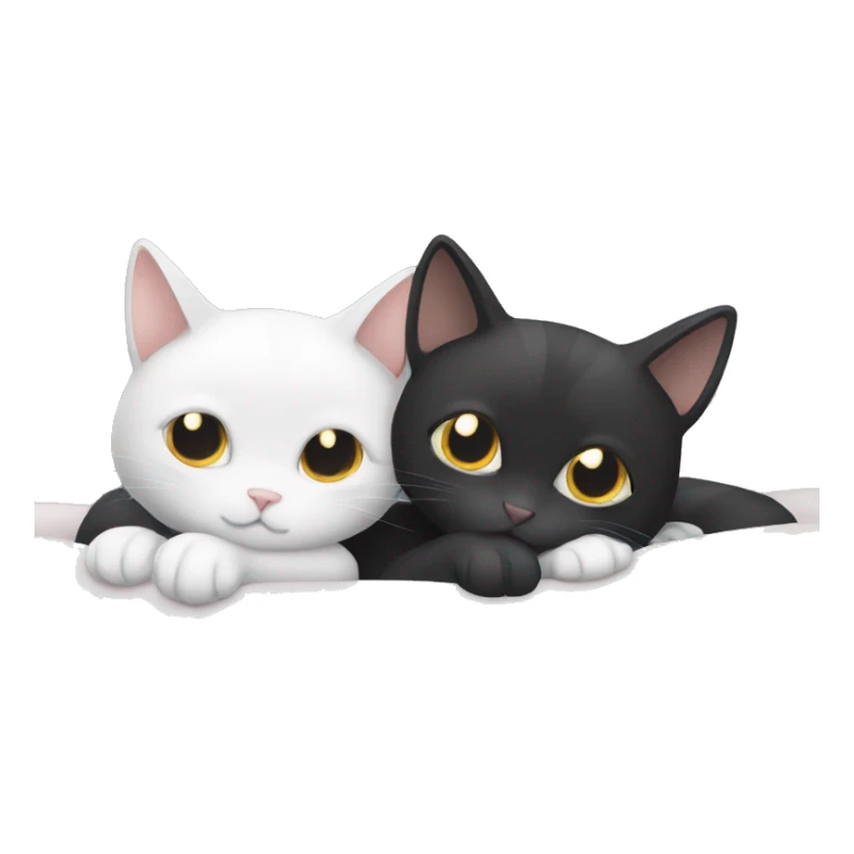 Black cat and grey and white cat cuddling sticker