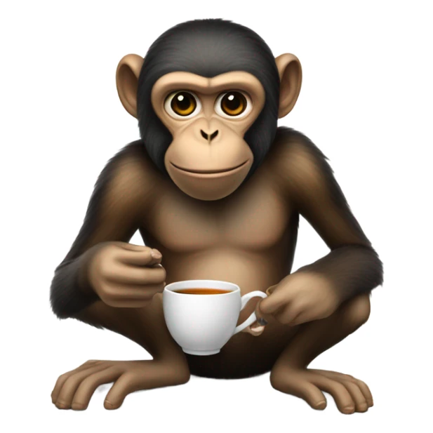 monkey with gun playing football and drinking tea  sticker
