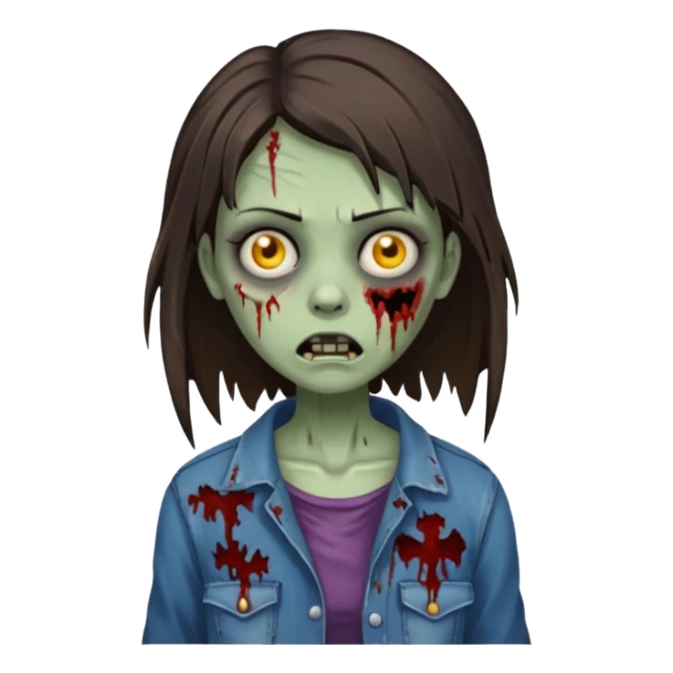 brunette zombie girl sticker