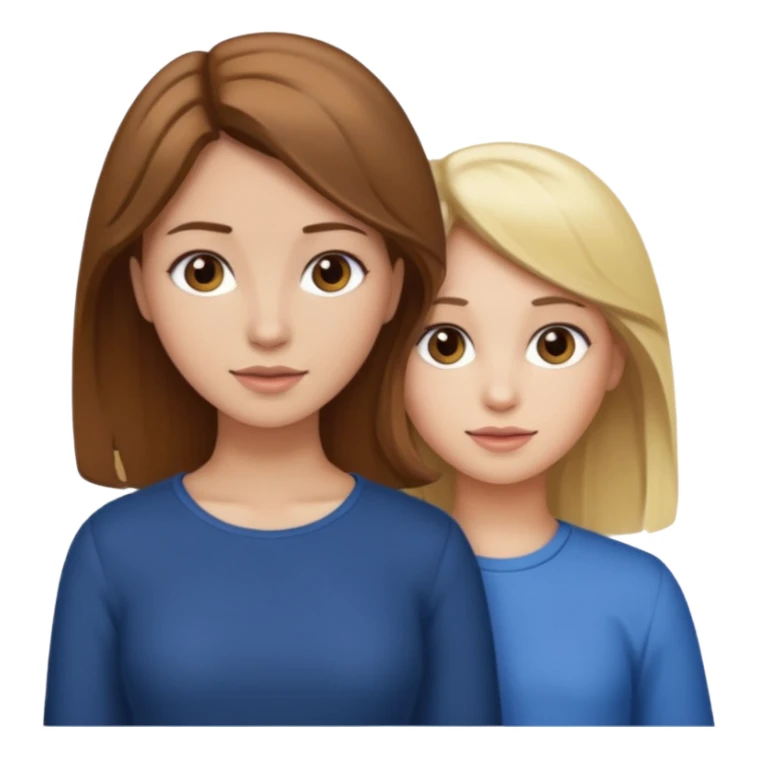 Maman cheveux marrons et fille cheveux blond sticker