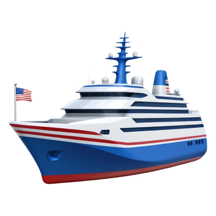 generate a very realistic American modern ship with flag sticker