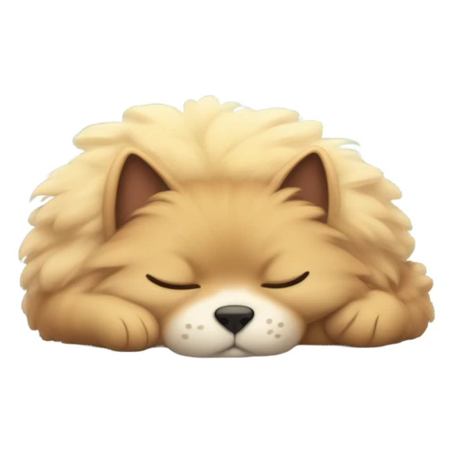 Please create an illustration of my pet in 2D animation style. It’s taking a nap in its favorite spot by the fire. sticker