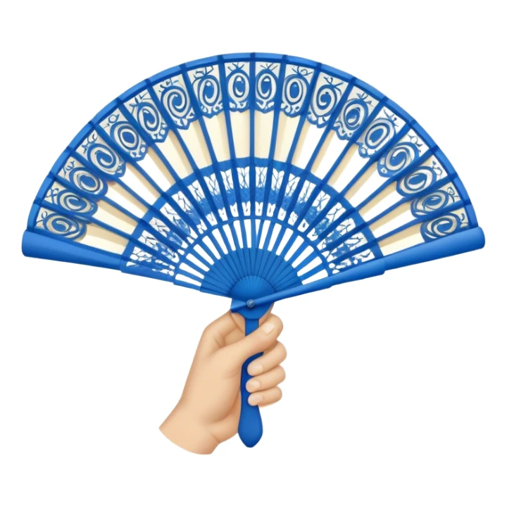 The blue hand holds the fan sticker