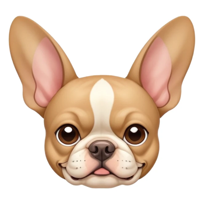 tan french bulldog head with distinctive bat ears and flat nose sticker